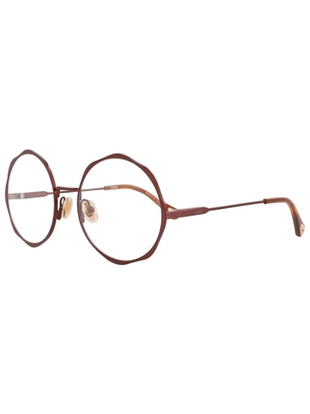 New Chloé Women's Eyeglasses Round Oval Metal Frame Brown Brown Transparent